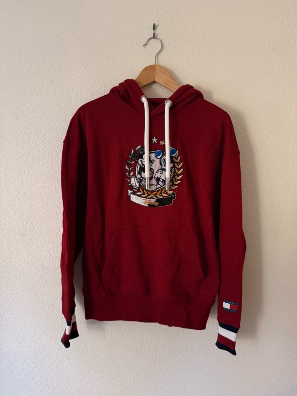 Tommy Hilfiger x Disney 100 Red Pullover Hoodie with Embroidered Crest